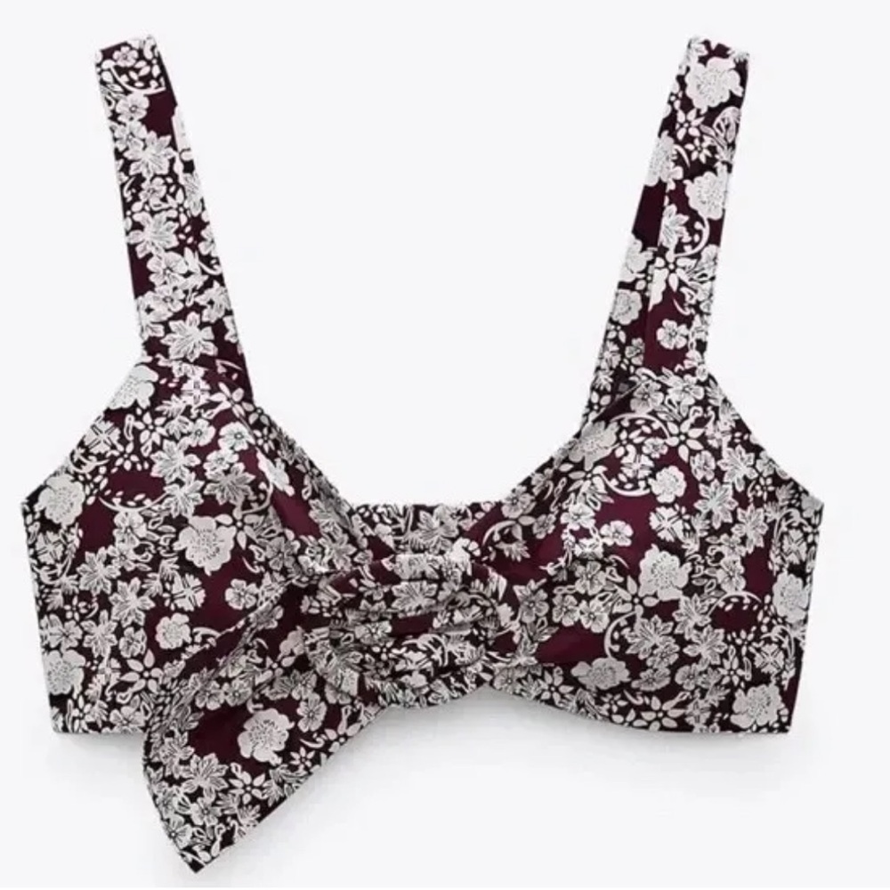 ZARA Crop Top / Bralette Floral Brown Size S/M